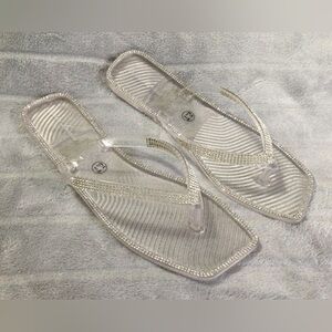 Lauren Lorraine Clear Rhinestone Jelly Sandals Size 7.5